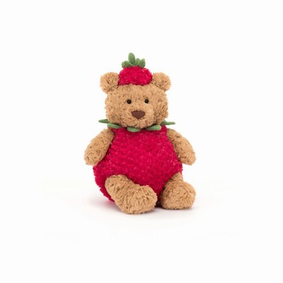 Jellycat Bartholomew Strawberry Bear Australia | 480129TGS